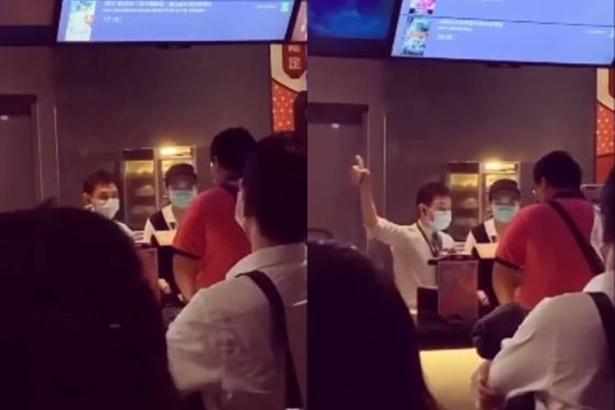高雄三多威秀影城紅衣男奧客咆嘯遭店員趕人。（翻攝自臉書粉專「高雄點 Kaohsiung」）