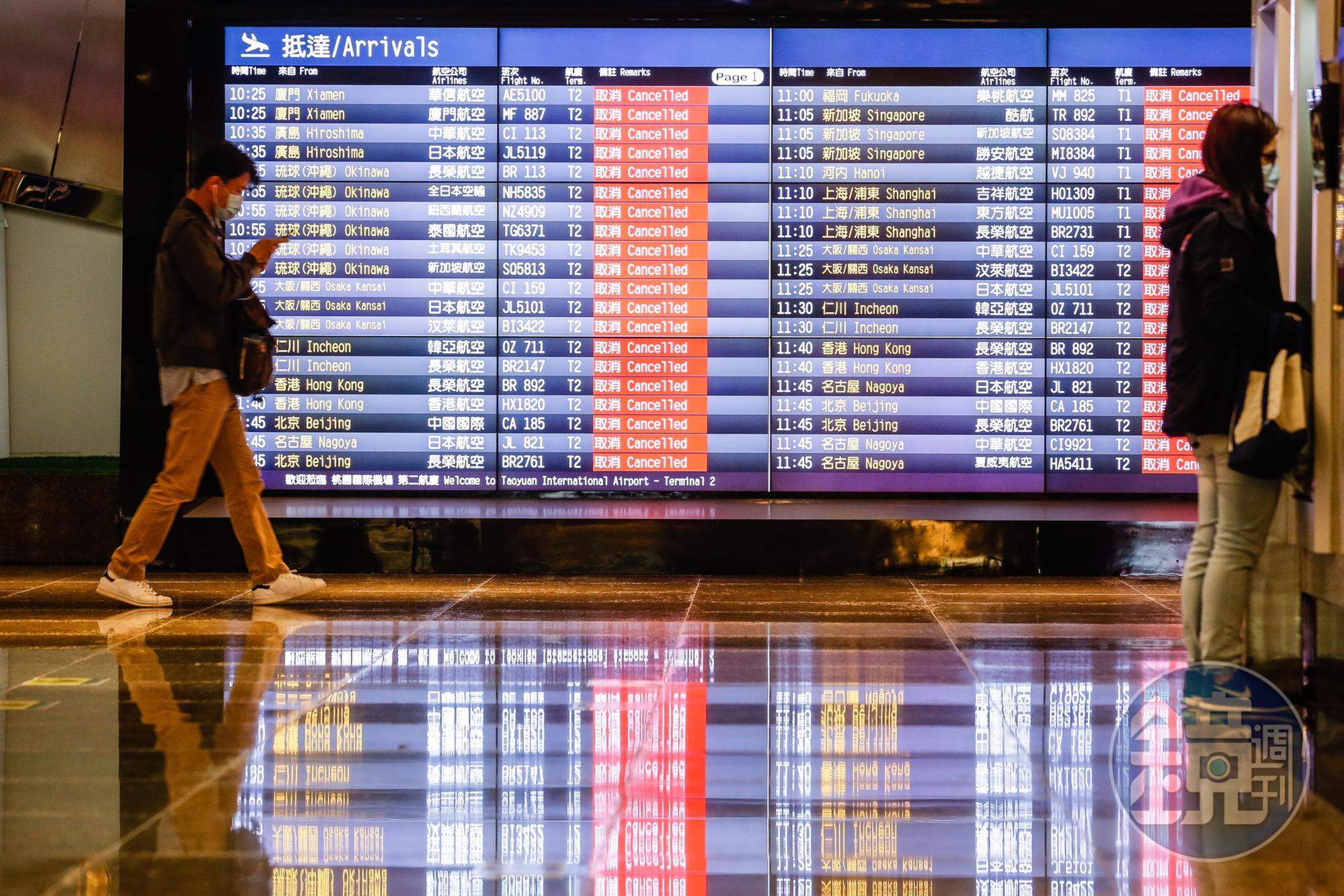 教育部宣布，即日起開放含陸生等19國境外生來台。（機場示意圖）