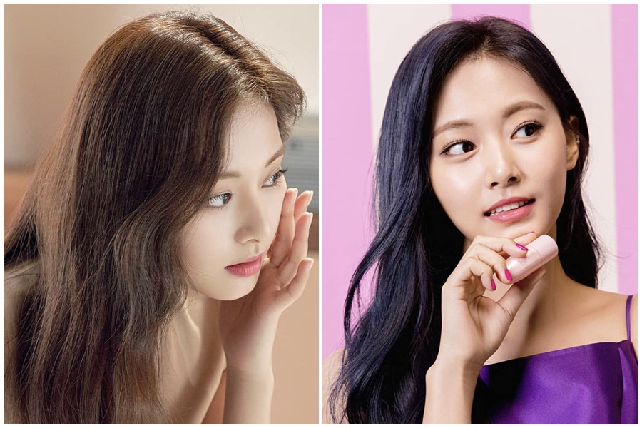 周子瑜是雅詩蘭黛韓國代言人，日前品牌放上2張拍攝花絮照片，這支胖胖的唇部精華液深得周子瑜喜愛。（翻攝自esteelauderkr IG）