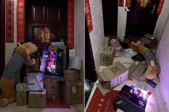 小武送給女友的15件禮物全被丟到門外。（翻攝自央廣網）