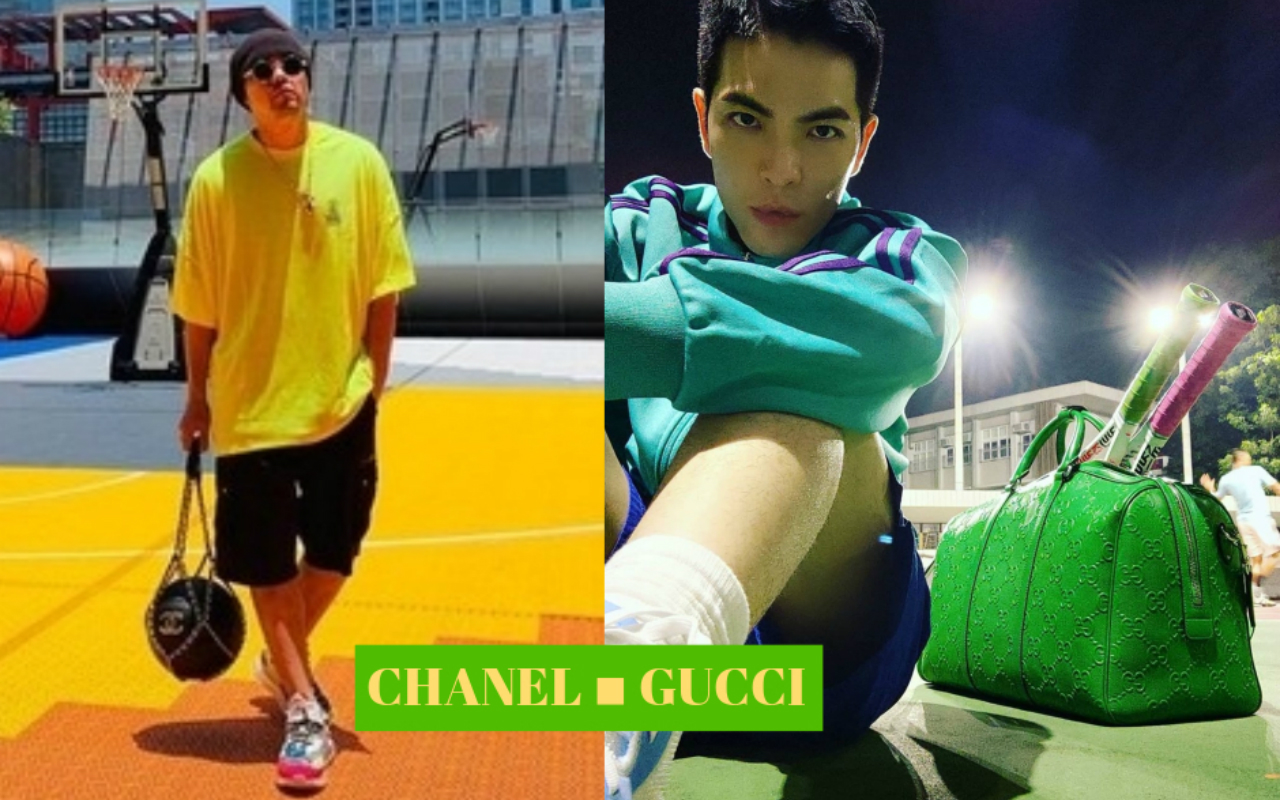 運動版《料理東西軍》：蕭敬騰（右圖）的11萬元GUCCI網球袋？還是周杰倫（左圖）的7萬CHANEL籃球？（翻攝自蕭敬騰、周杰倫IG）