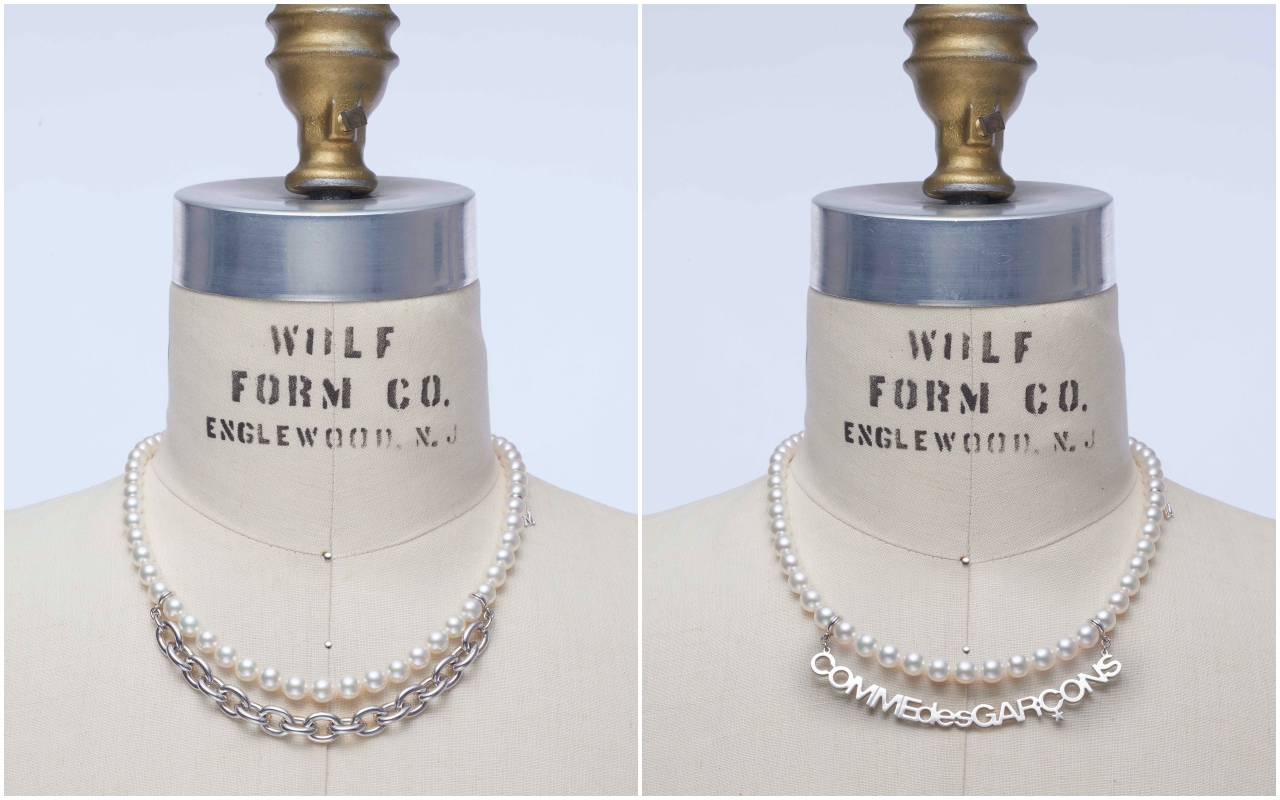 MIKIMOTO COMME des GARÇONS聯名系列珍珠串鍊。（左）NT$199,000（右）NT$231,000。（MIKIMOTO提供）