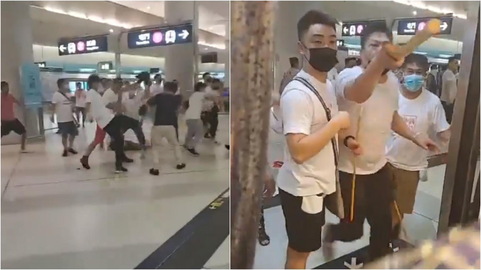 去年7月21日在港鐵元朗站,發生白衣人無差別攻擊事件,警方竟稱是「兩派互毆」。(翻攝自林卓廷臉書)