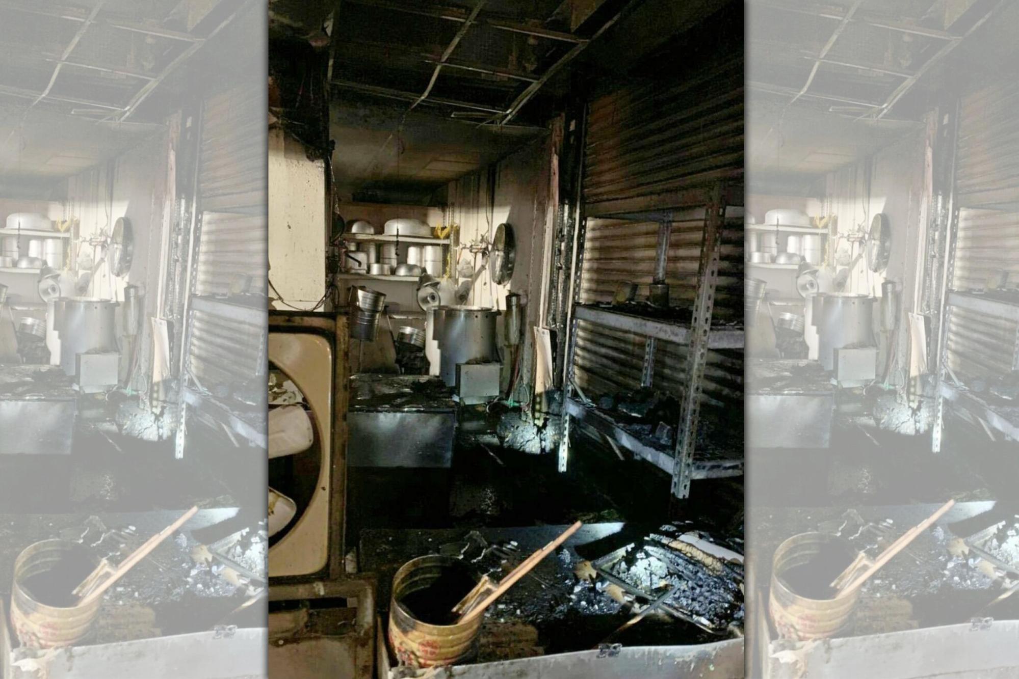 彰化縣員林市莒光路與靜修路口的永和豆漿店,今(28日)凌晨一名29歲巫姓員工疑操作瓦斯不慎引發大火,當場遭火吞噬燒成焦黑。(翻攝畫面)