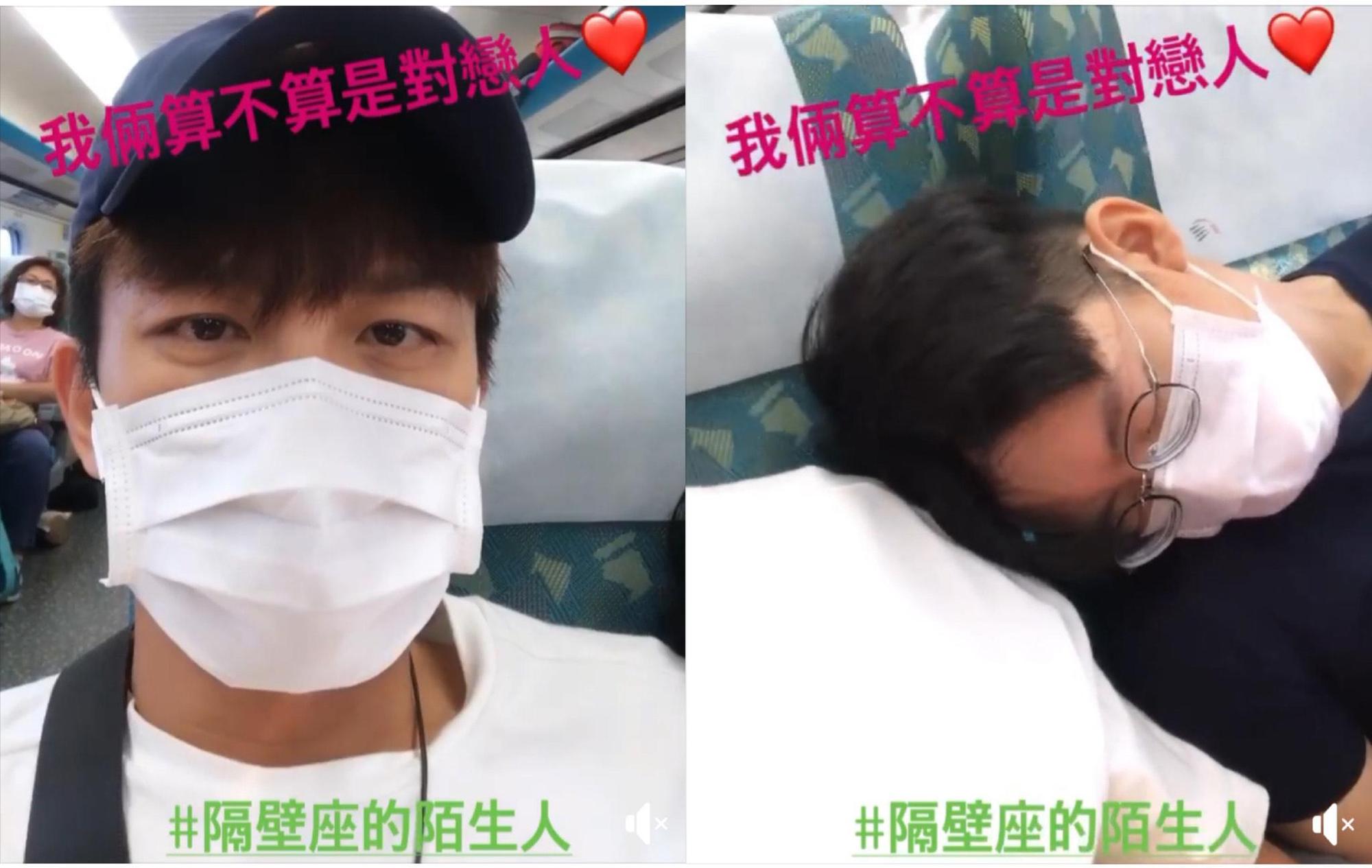 陳志強搭高鐵竟遇到鄰座陌生男子睡死靠在他肩膀上。(翻攝自陳志強臉書)