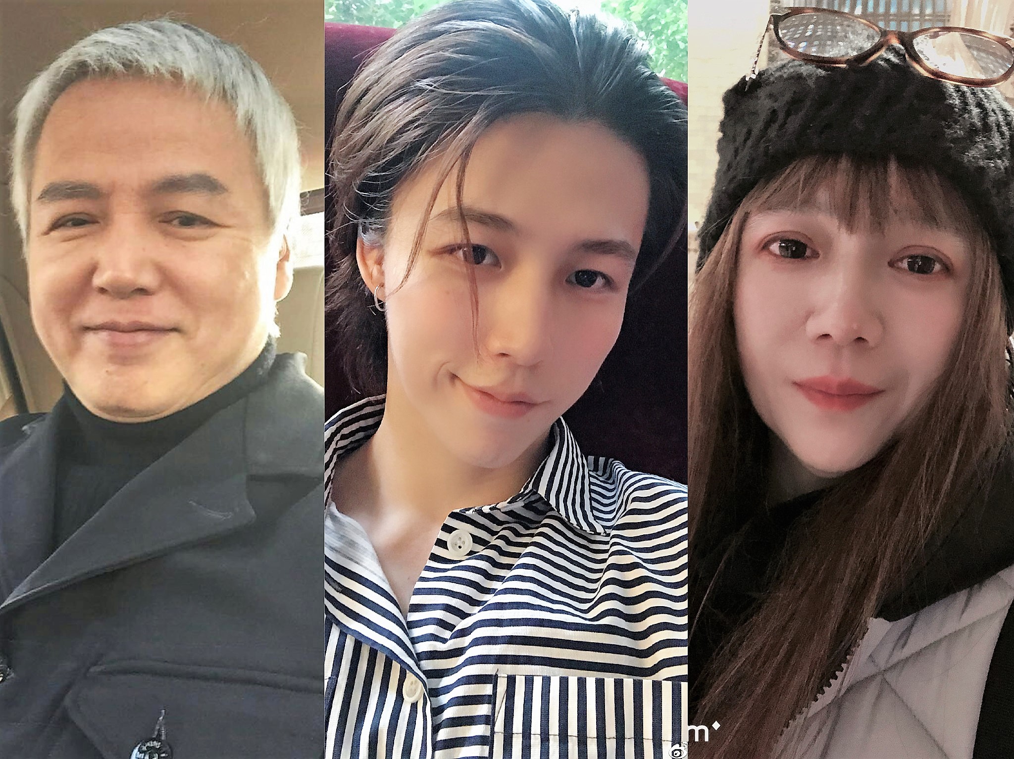 母親曾哲貞怒批父親林瑞陽現任妻子張庭是小三，林禹坦言夾在中間「很為難」。（翻攝自林瑞陽、林禹、曾哲貞微博）