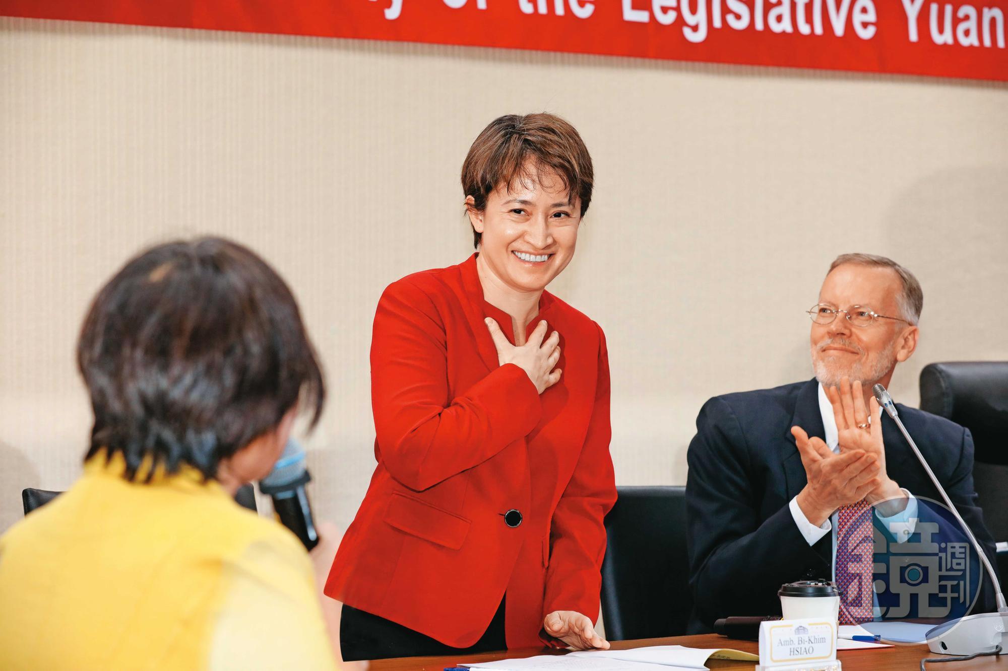 美國副總統彭斯肯定我國開放美豬牛政策,駐美代表蕭美琴(圖)功不可沒。