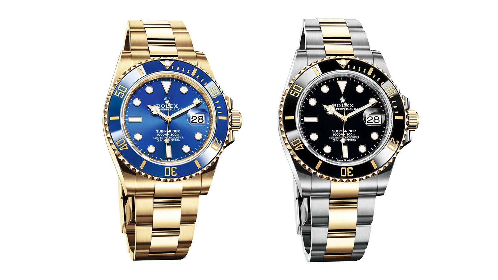 今年的Oyster Perpetual Submariner Date，勞力士幾乎把可能出現的材質都推出了，和過去一兩年才會開始在材質上慢慢換裝改款的策略有所不同。建議售價（由左至右）NT$ 1,226,000、NT$ 473,500