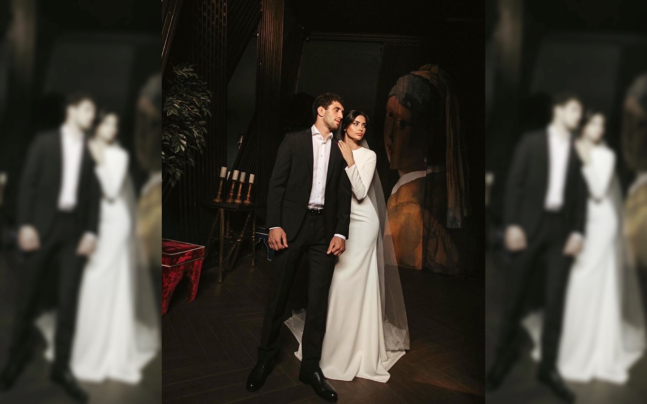 摔角選手與豪門千金在婚禮前曾拍攝絕美婚紗照。（翻攝自IG@_love_story____r15）