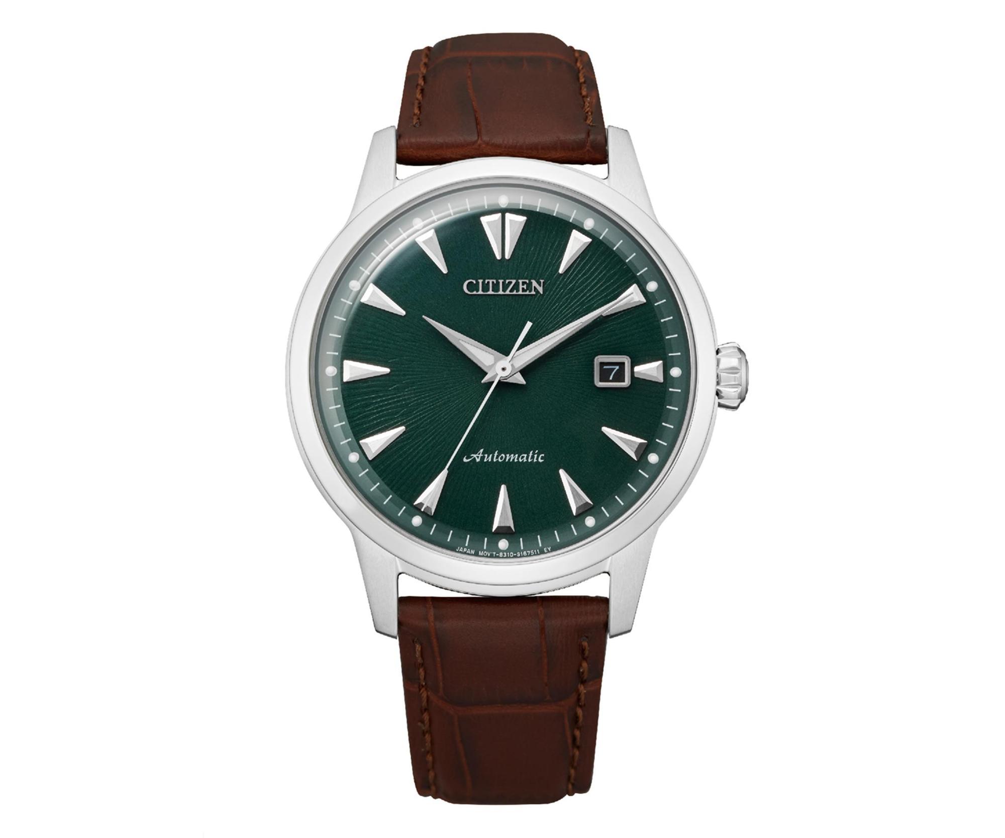 CITIZEN NK0001-25X,搭配小牛皮錶帶,定價NT$15,800。