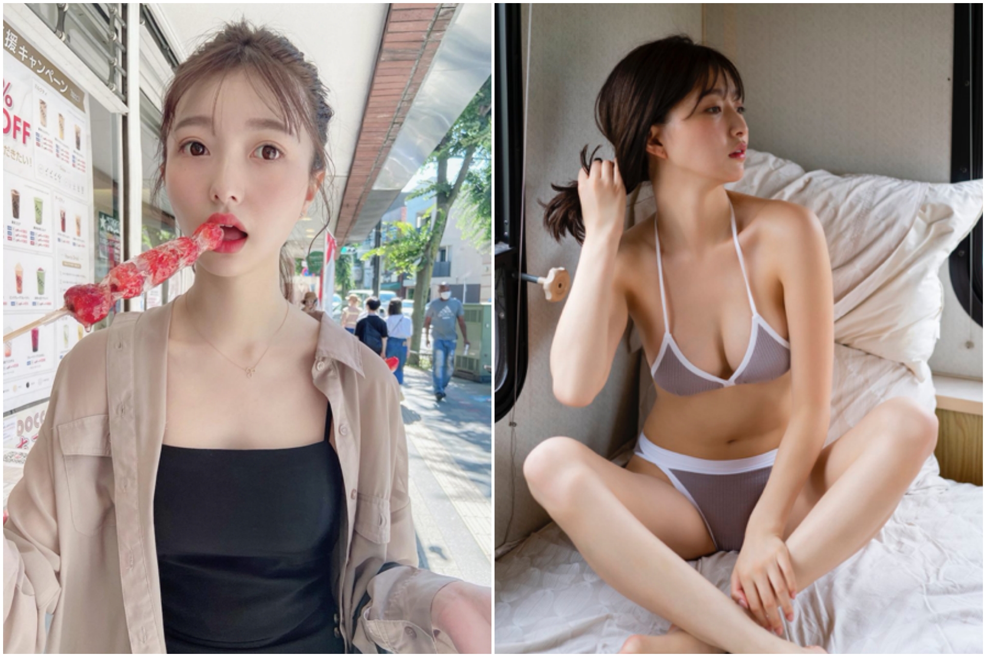 橋本萌花擁有天使臉孔魔鬼身材,性感美照讓網友直呼戀愛。(翻攝自橋本萌花推特)