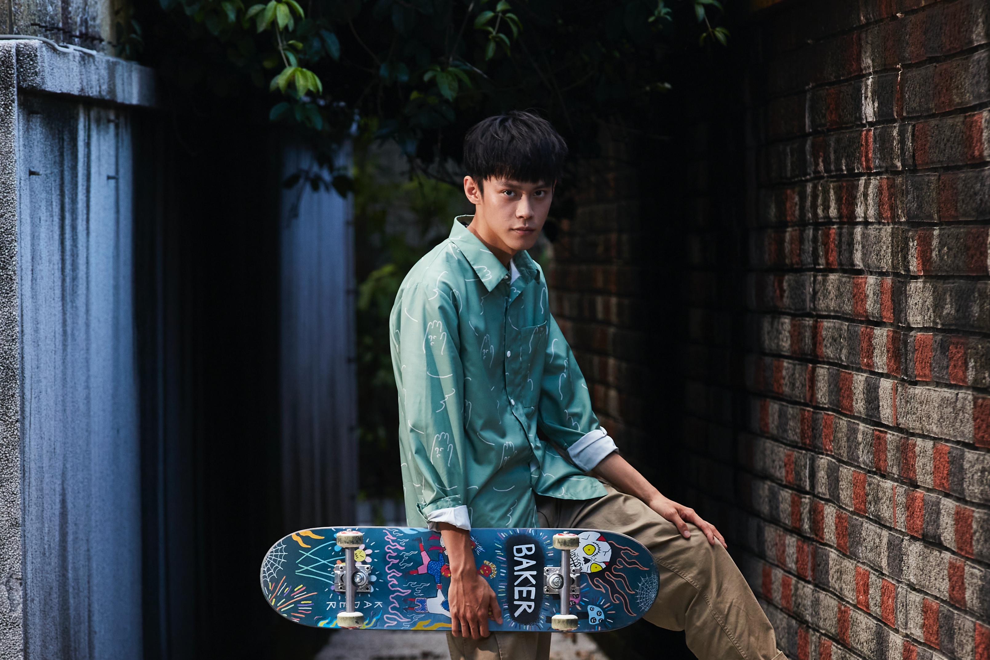 黃雋智最近愛上滑板，從選板到組裝都自己來。