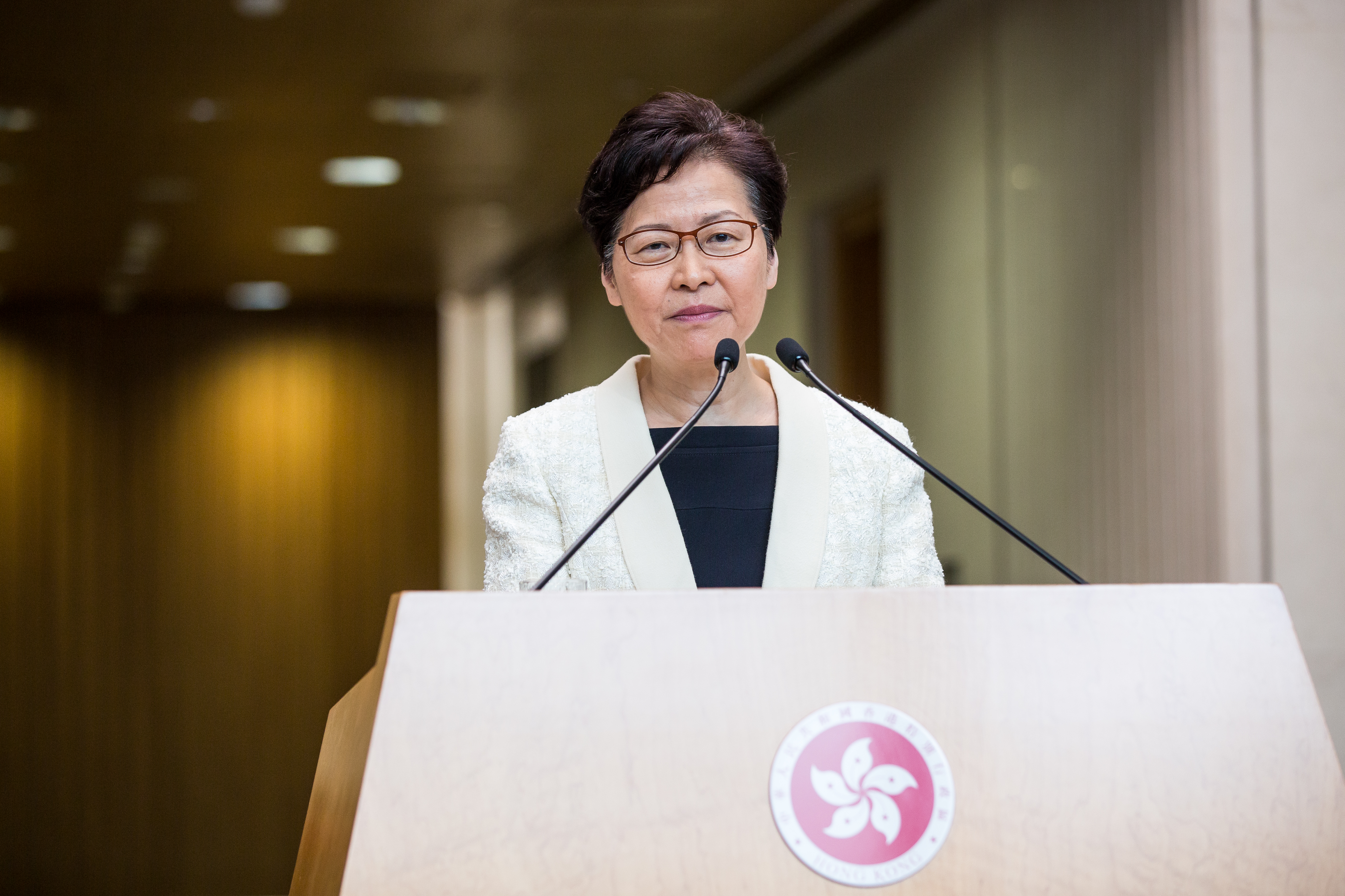 港府針對九龍大遊行表示，宣揚「港獨」意識的行為更可能違反《香港國安法》。，圖為香港特首林鄭月娥。