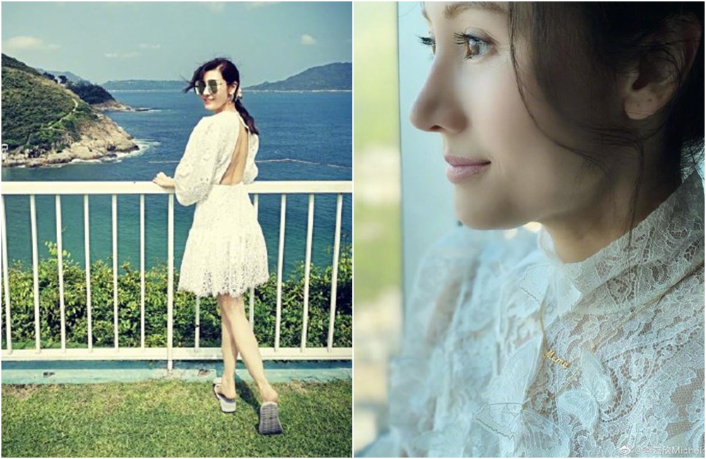 李嘉欣貼出露美背辣照，電暈網友。（翻攝自李嘉欣微博）