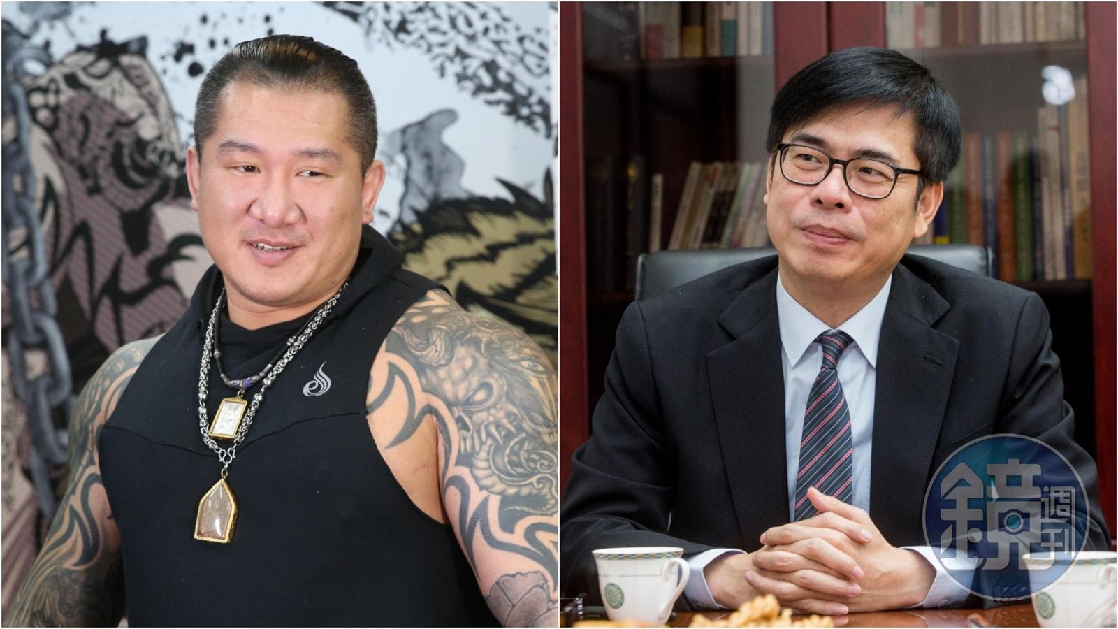 館長（左）遭槍擊開刀後出院，高雄市長陳其邁（右）致電關心。（本刊資料照）