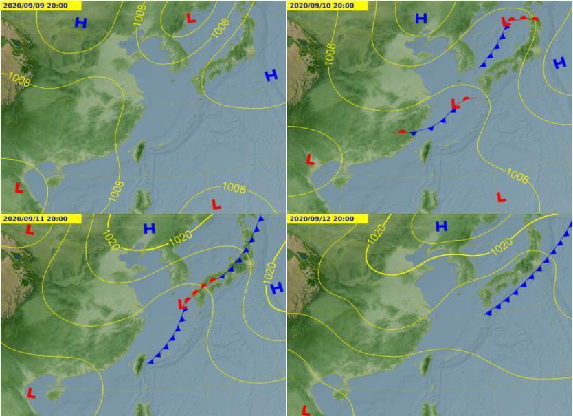 入秋首波鋒面週四來襲,全台有雨。(翻攝自中央氣象局)