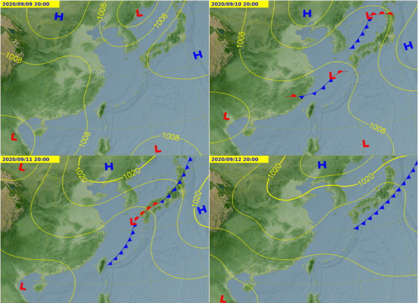 入秋首波鋒面週四來襲，全台有雨。（翻攝自中央氣象局）
