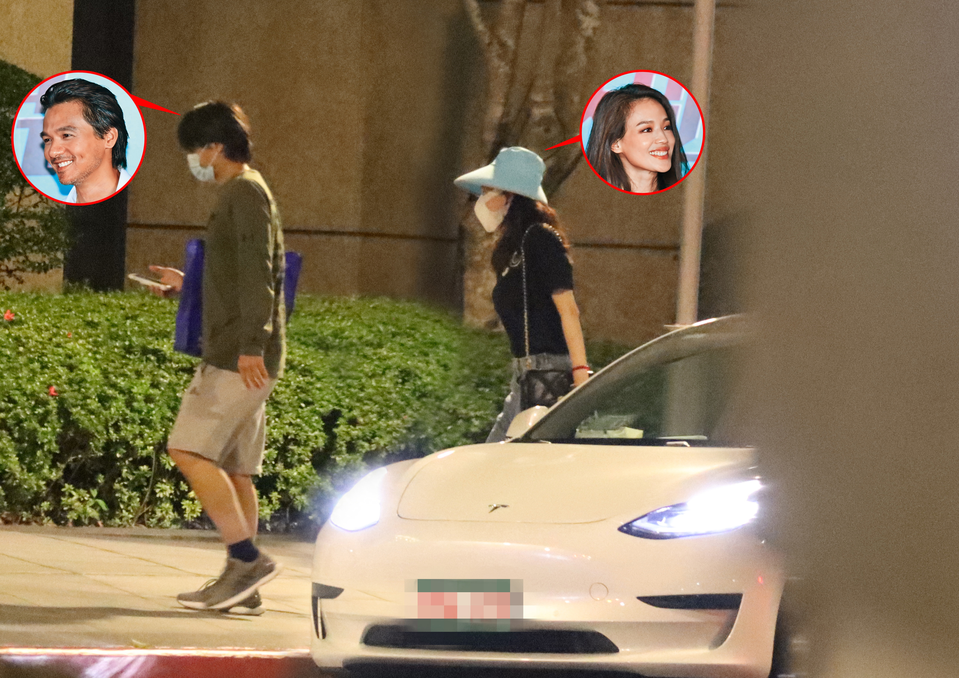 8/30 22：47 夫妻打扮休閒，但只要看身影就能確認是馮德倫與舒淇沒錯。