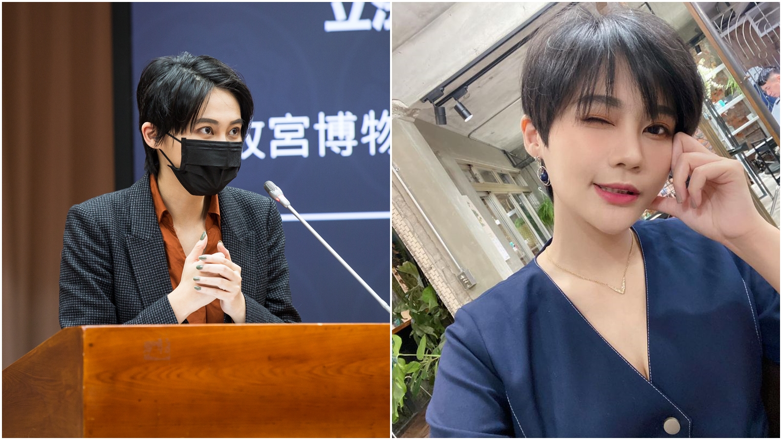 邱顯智妻子嗆「露胸穿新衣的八卦新聞」，賴品妤不以為然反擊，衣著與工作並無關聯。（合成圖，本刊資料照、翻攝自賴品妤臉書）