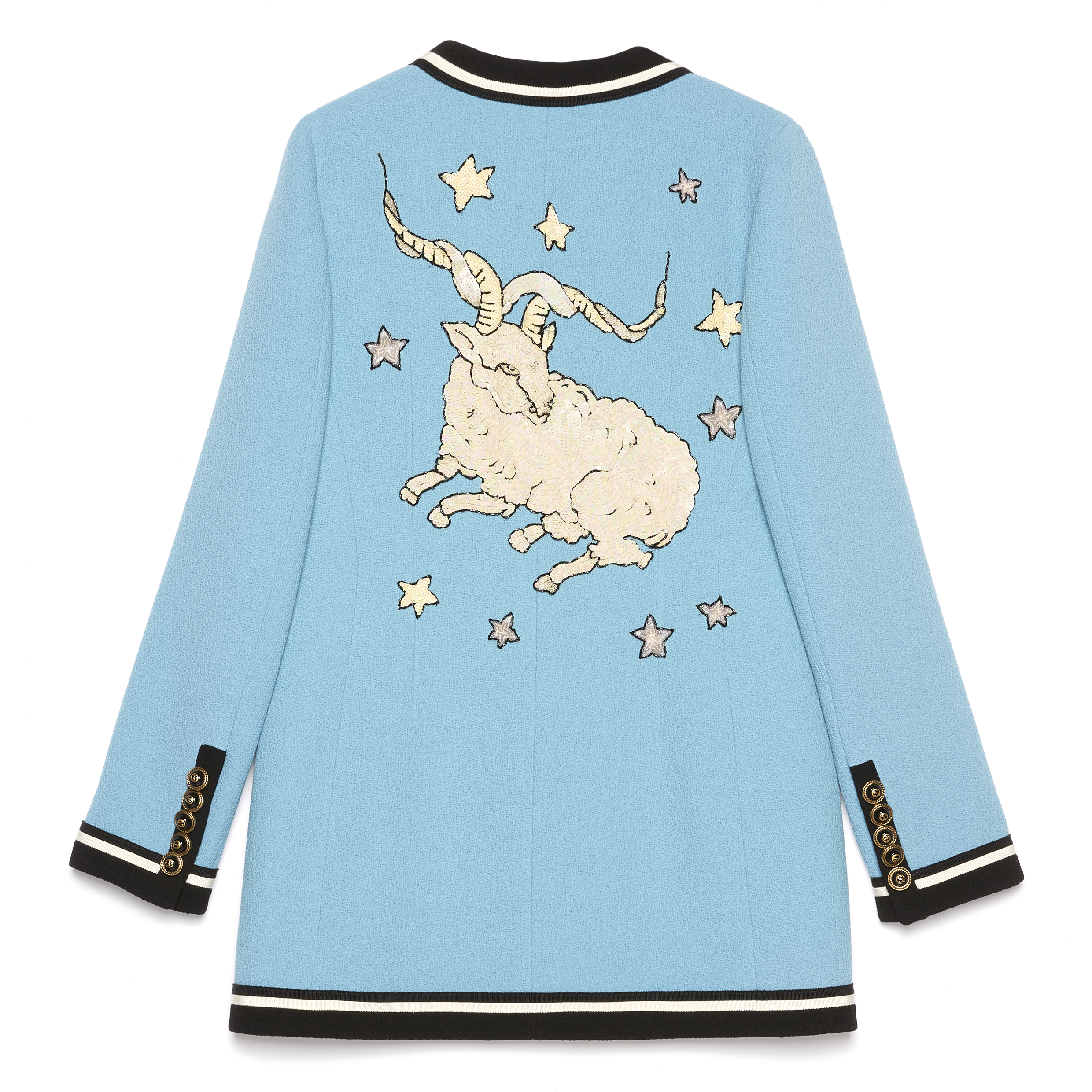 SLENDER JACKET ZODIAC窄版星座單西外套，NT$205,000起。（GUCCI提供）