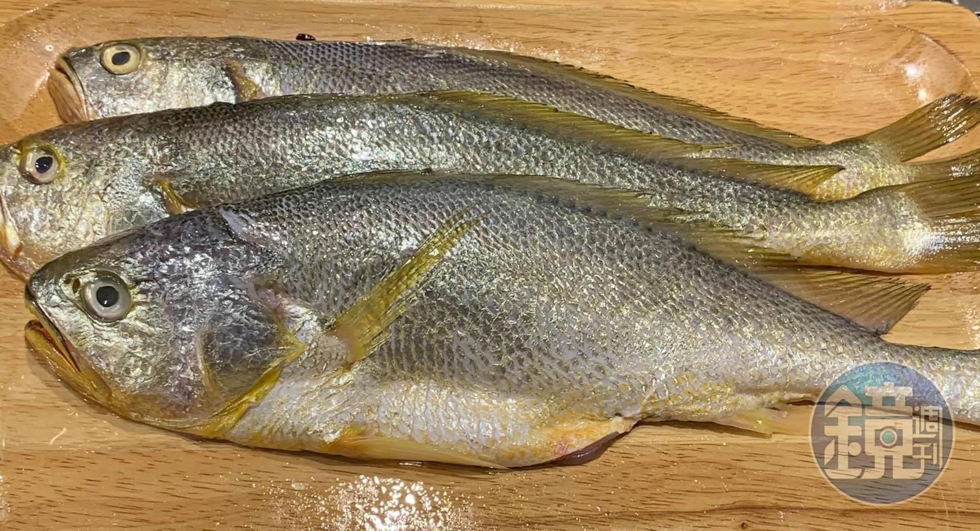 在宜蘭饗宴鐵板燒吃到的野生黃魚。