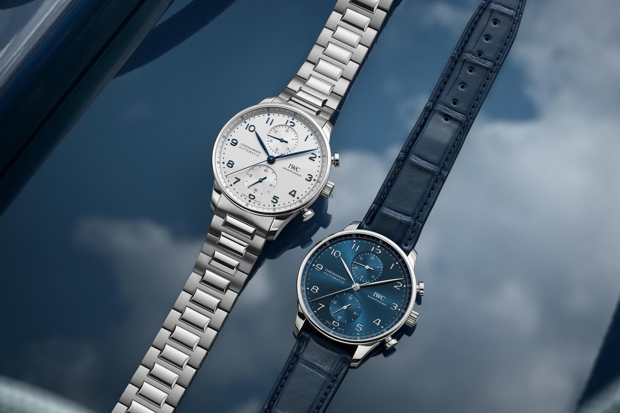 IWC Portugieser Chronograph葡萄牙系列計時碼錶。IWC今年為經典計時碼錶加上鏈帶版本，也是葡萄牙系列首度使用金屬鍊帶，說明此系列朝向運動風格前進。另一方面，計時碼錶也已全面升級為69355自製機芯。功能：時、分、小秒針指示；計時碼錶╱機芯：自動上鏈機芯╱定價：約NT$285,000（鍊帶款）╱定價約NT$254,000（皮帶款）。
