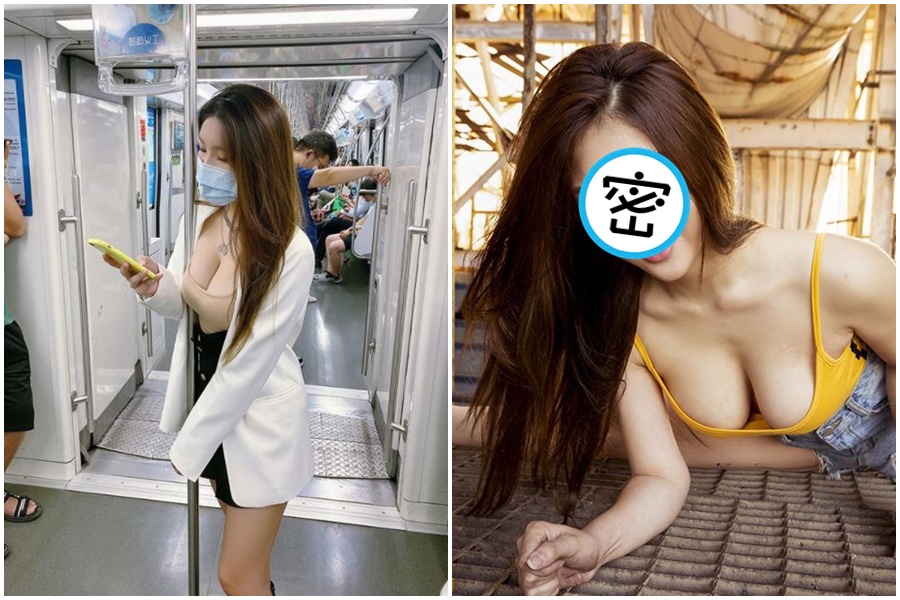 捷運正妹因姣好身材意外曝光。（翻攝自la_0416 IG）