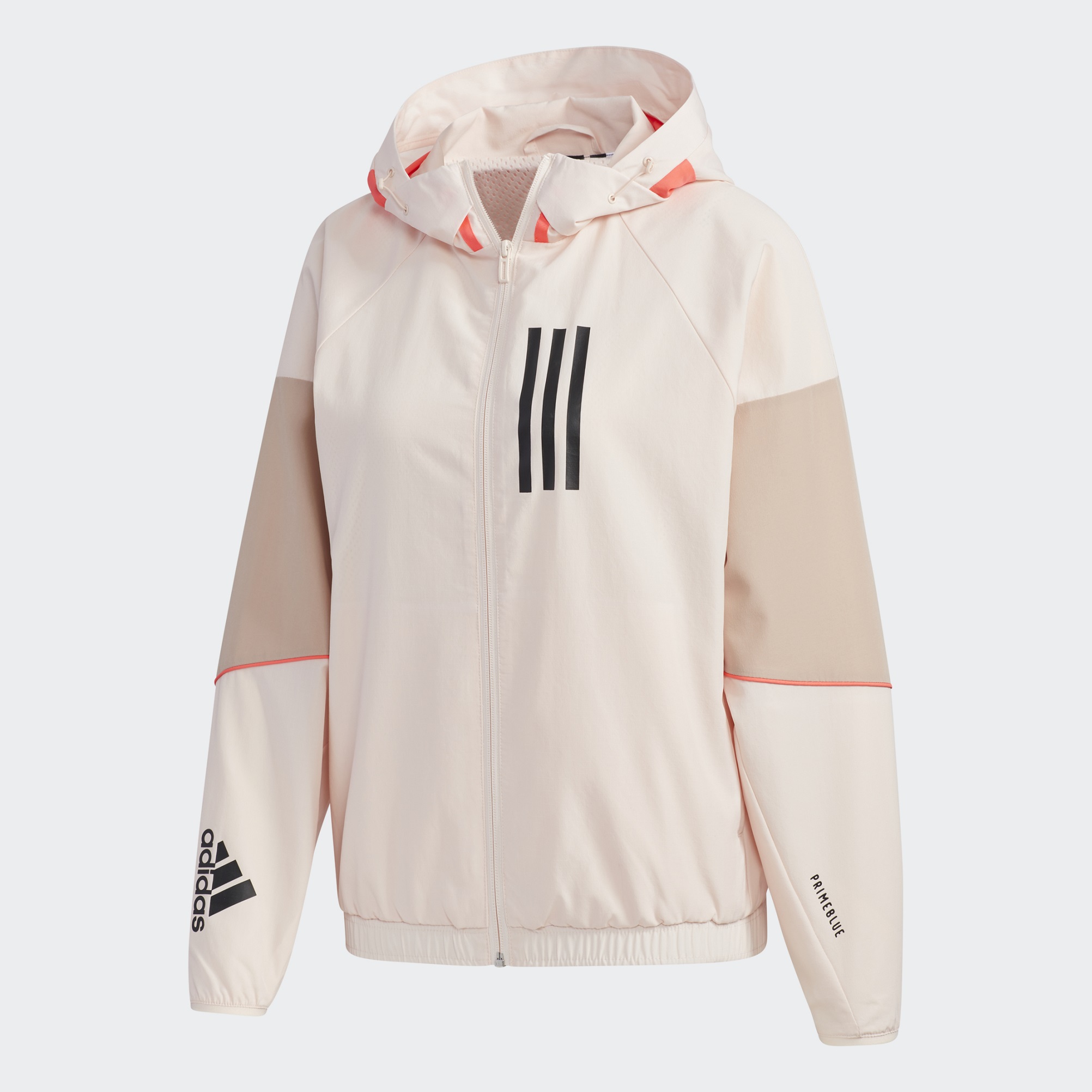 Outer Jacket奶茶色系拼接風衣外套。NT$3,090（adidas提供）