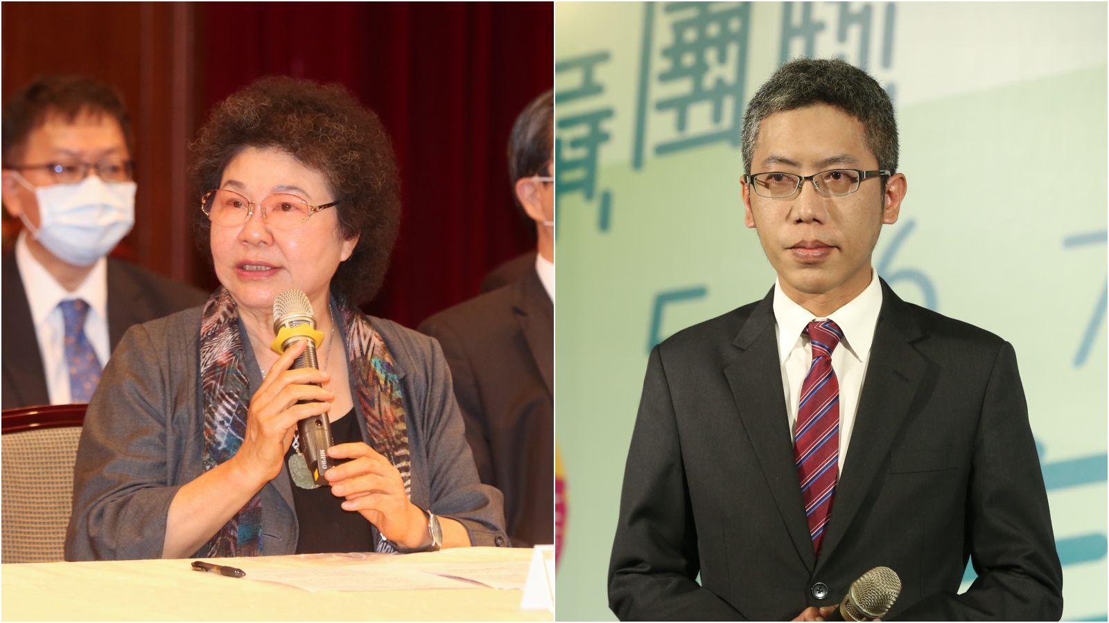 監察院長陳菊（左）被指一路提拔丁允恭（左）北上，罕見動怒駁斥。（本刊資料照）