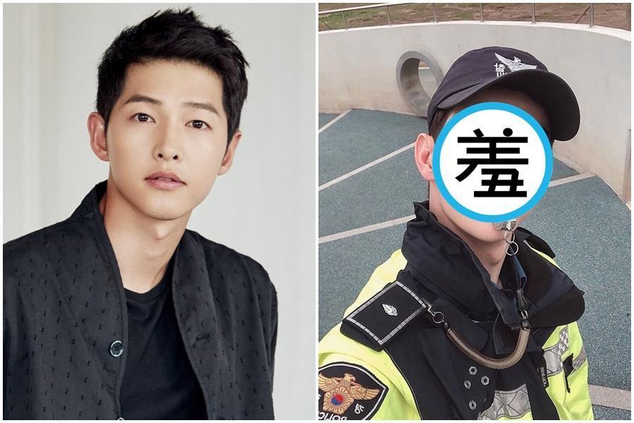 韓國一名帥哥前義警與宋仲基撞臉，引發女網友暴動。（翻攝自Naver、車友賢IG）