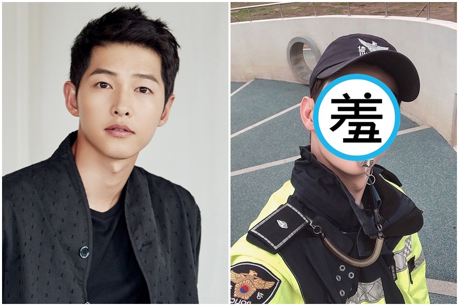 韓國一名帥哥前義警與宋仲基撞臉，引發女網友暴動。（翻攝自Naver、車友賢IG）