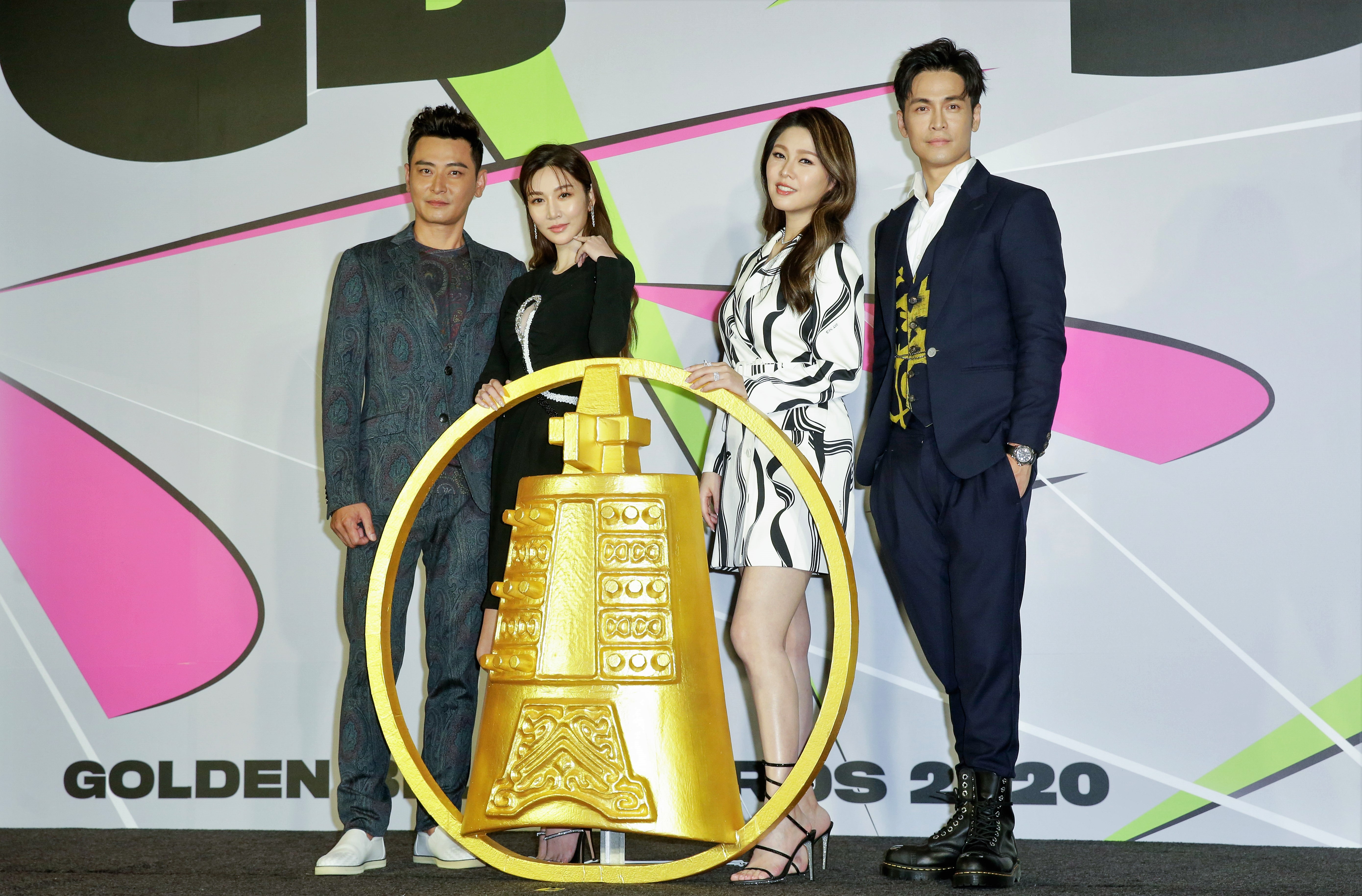 陳冠霖（左起）、曾莞婷、白家綺、Gino平時分屬三立、民視兩家電視台八點檔台柱的4人難得齊聚，將在第55屆電視金鐘獎頒獎典禮擔任分段主持人。