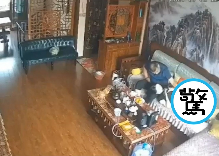 網路上流傳一段疑似楊光金與媳婦在家的親密影片，讓風向頓時從性侵轉向通姦。（翻攝自澎湃視頻）