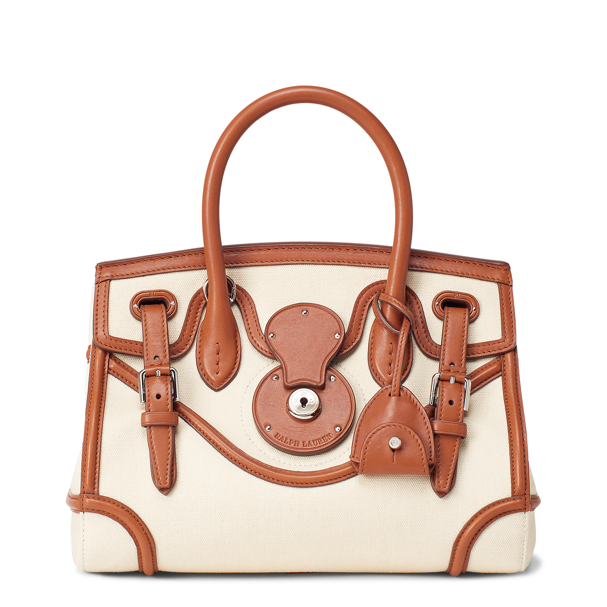 Ricky皮革帆布拼接手提包。NT$84,200 （RALPH LAUREN） 