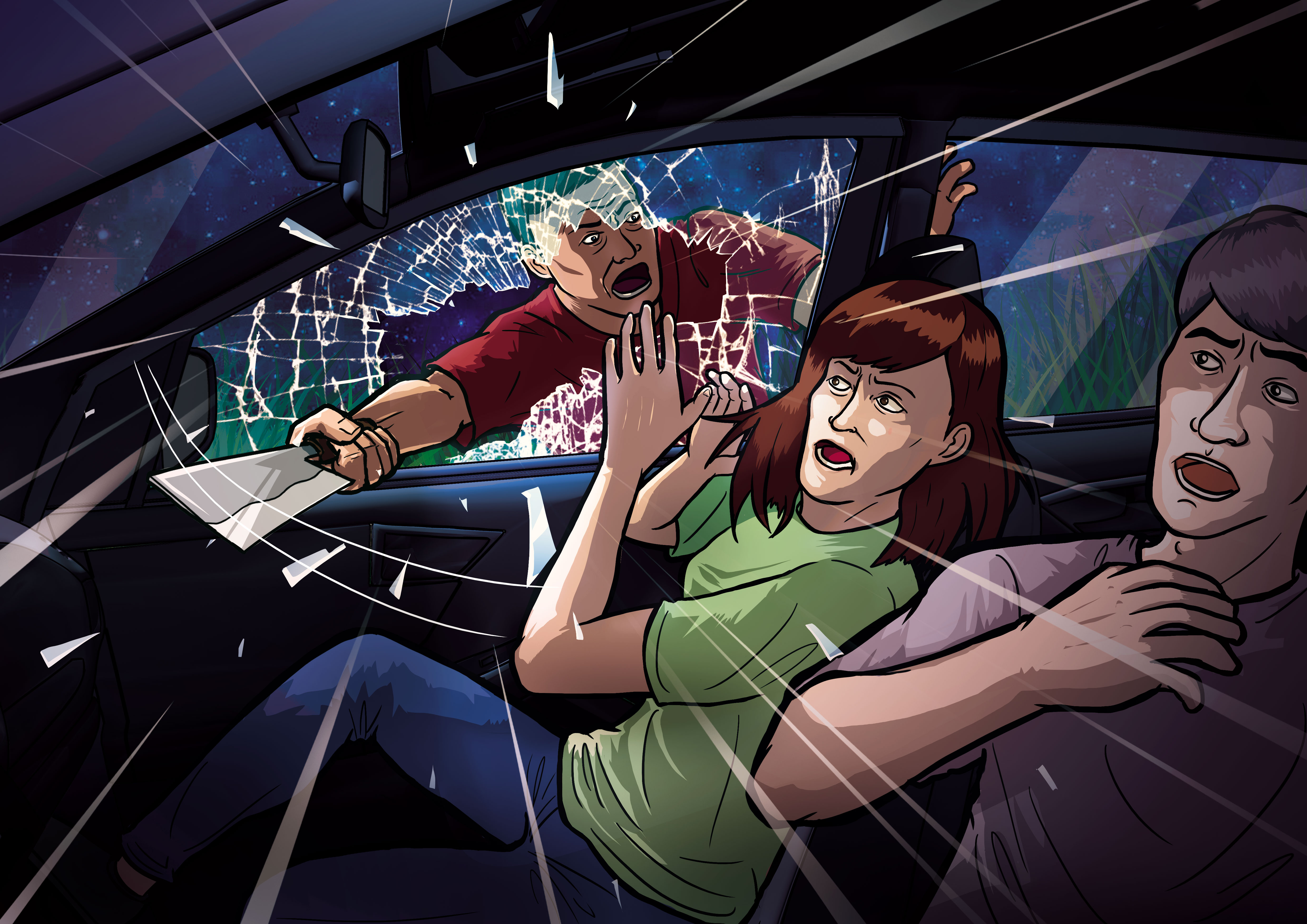 陳忠春不滿劉女搭乘其他男子便車，憤而打破車窗，持刀砍殺劉女。