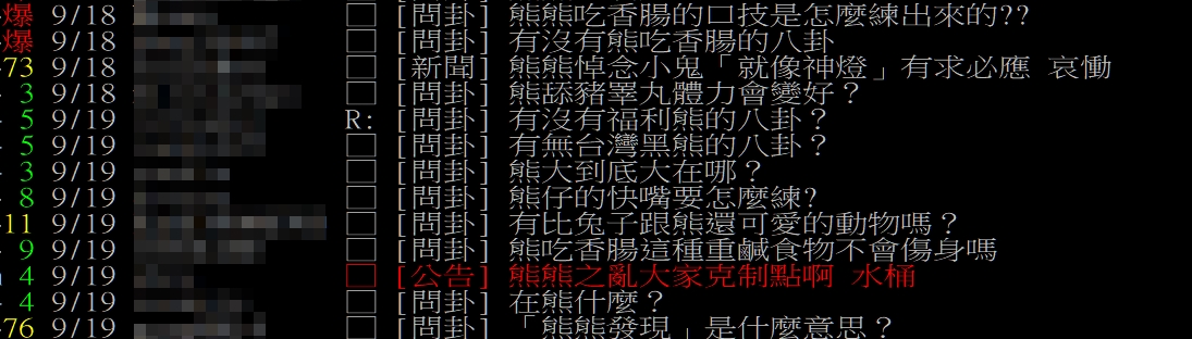 網路上已經有人開始討論疑似熊熊的性愛影片。(翻攝批踢踢)