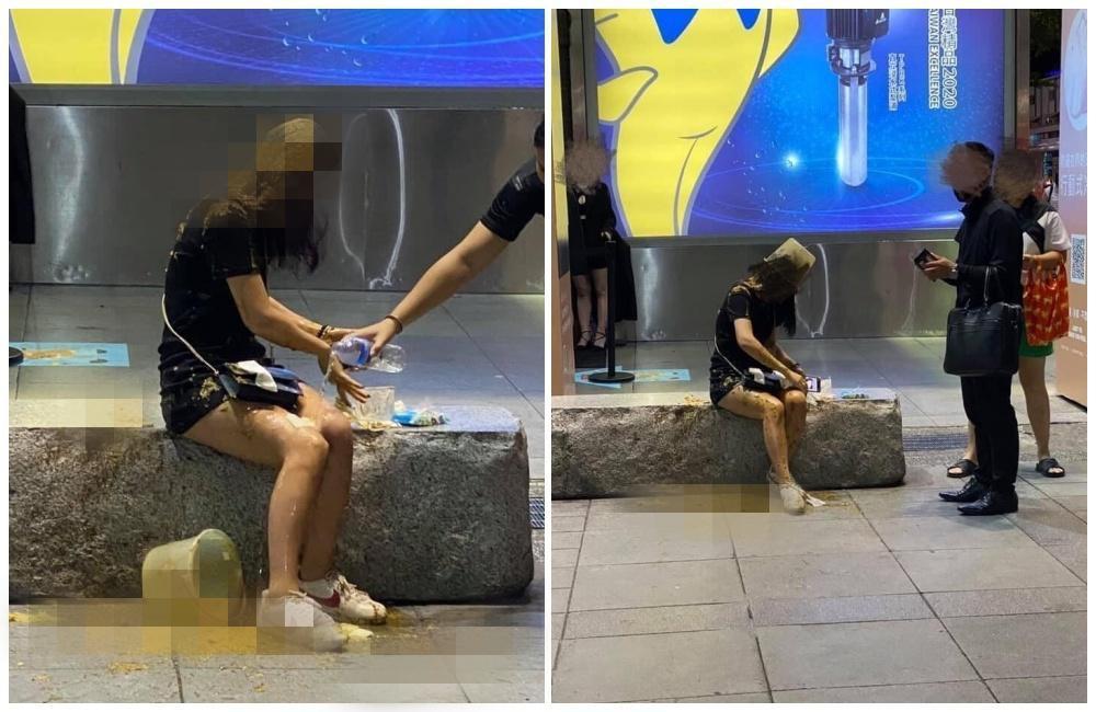 21歲正妹在台北市鬧區當街遭潑糞，今（21日）潑糞男已到案說明原因。（翻攝自爆料公社）