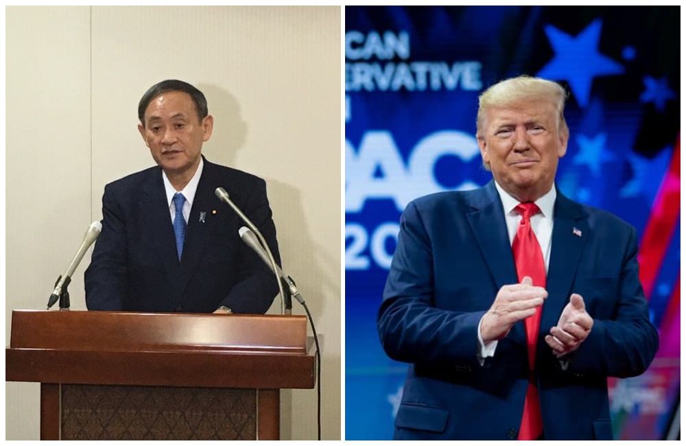 日本新任首相菅義偉與美國總統川普通話25分鐘，雙方表態將密切合作。（翻攝自菅義偉推特、川普臉書）