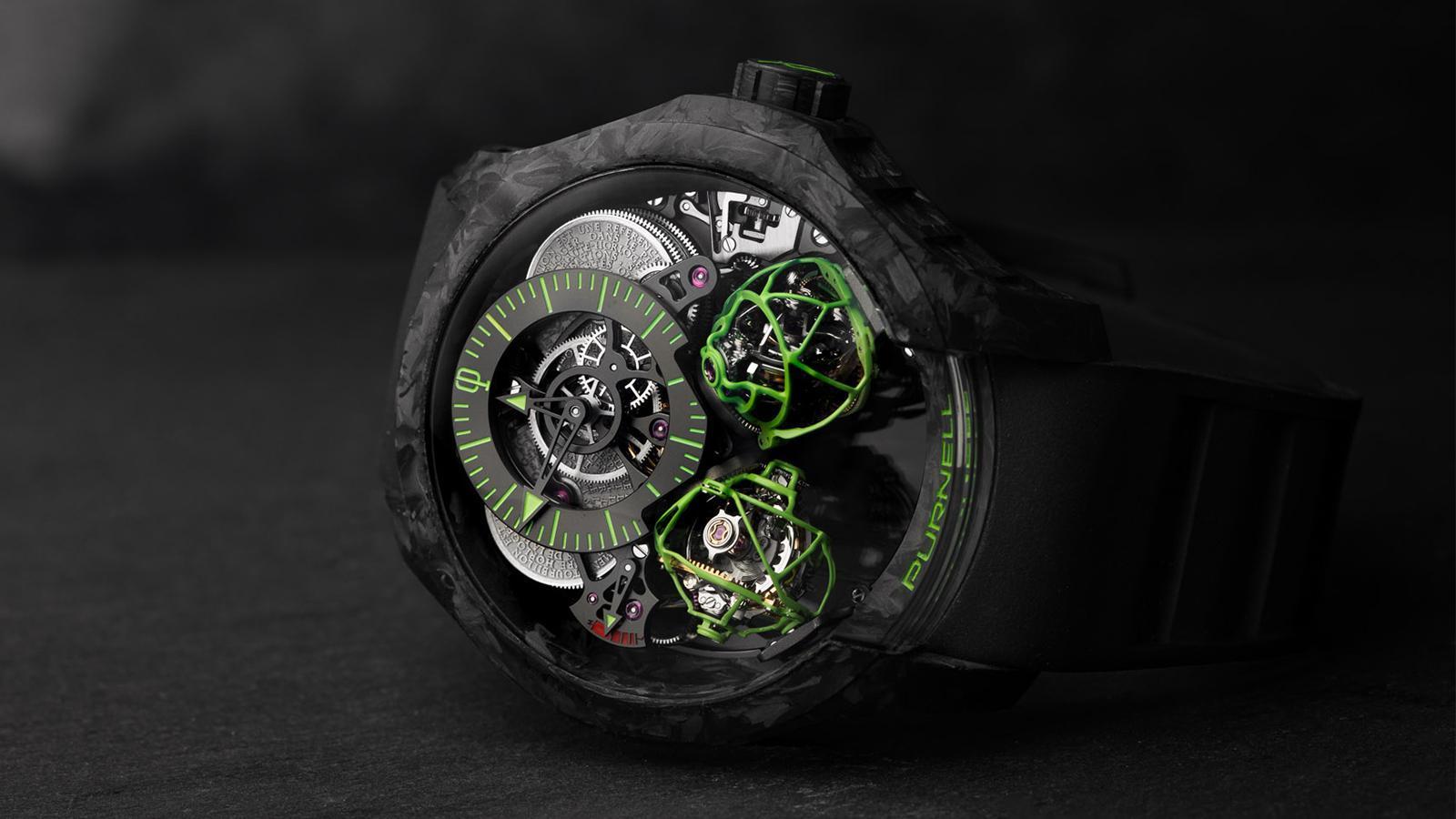 Escape II Carbon｜碳纖維錶殼／錶徑48mm／CP03手上鏈機芯／時間指示、動力儲存顯示／雙重三軸球體陀飛輪裝置／建議售價NT$ 15,600,000