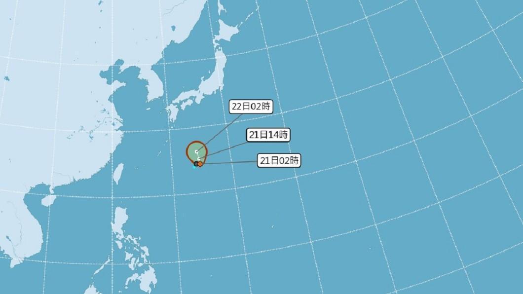 熱帶低壓凌晨2時生成,預計將成為第12號颱風「白海豚」(翻攝自中央氣象局)