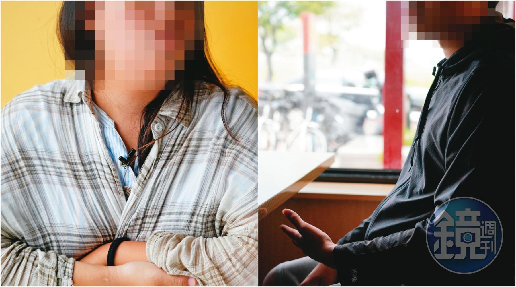 自救會成員A同學(左)表示,稻江違背多項承諾,讓他們無所適從。B同學(右)則說,校方故意拉高開課門檻,讓很多課程開不成。