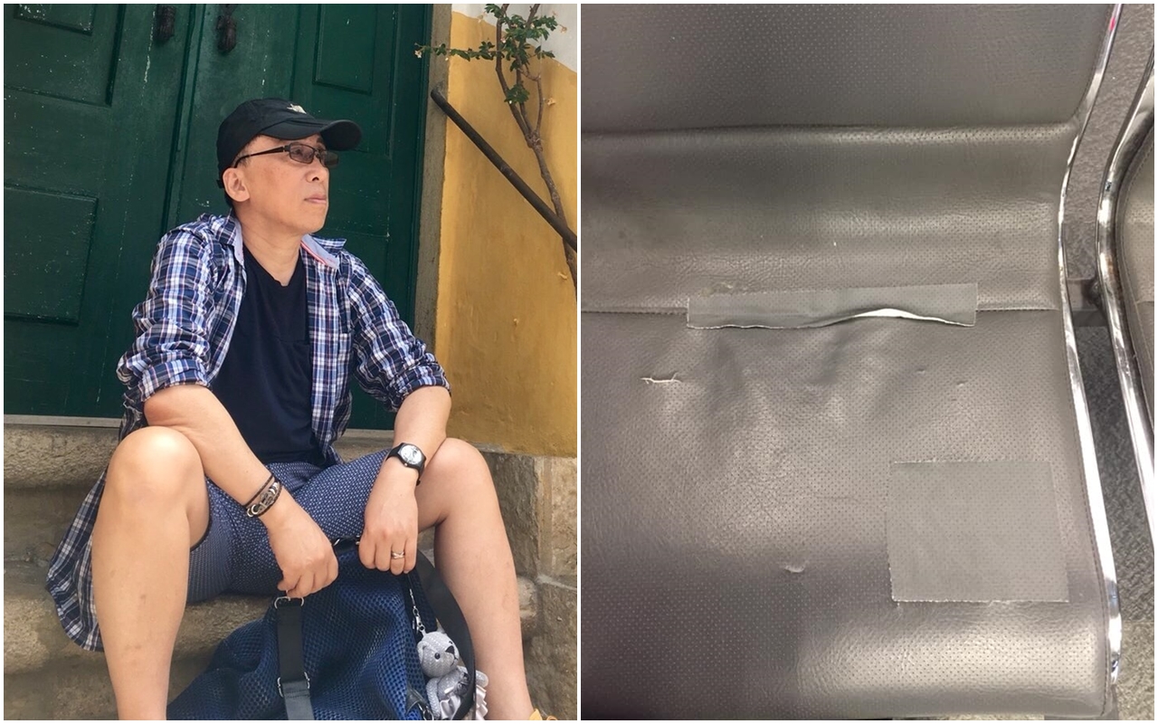 經常搭高鐵往返北高的苦苓，因受不了高鐵坐椅太破舊，昨晚於臉書po文批評。（翻攝自苦苓臉書）