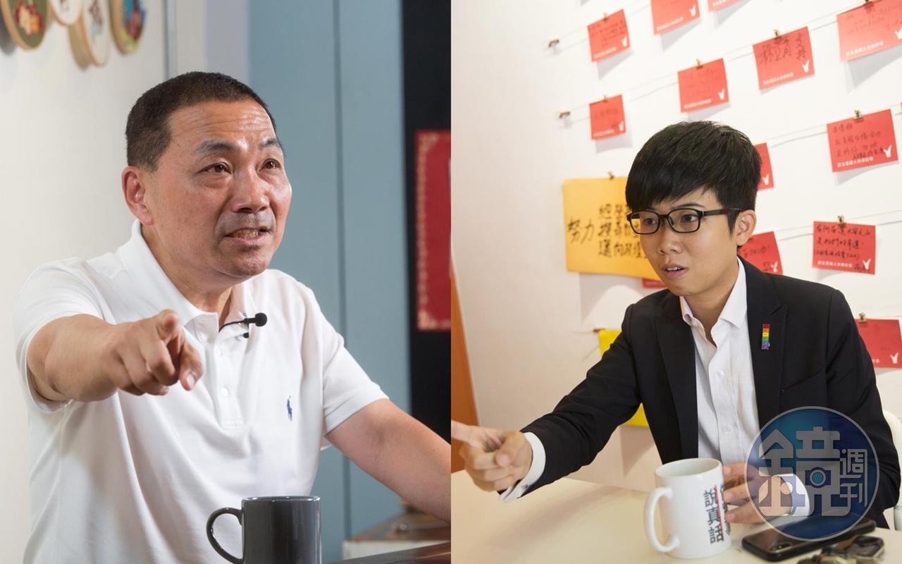 侯友宜（左圖）「互相挑釁」一說遭苗博雅（右圖）批評是偏向中國；侯友宜則表示台灣不需要製造更多對立和衝突。（本刊資料照）