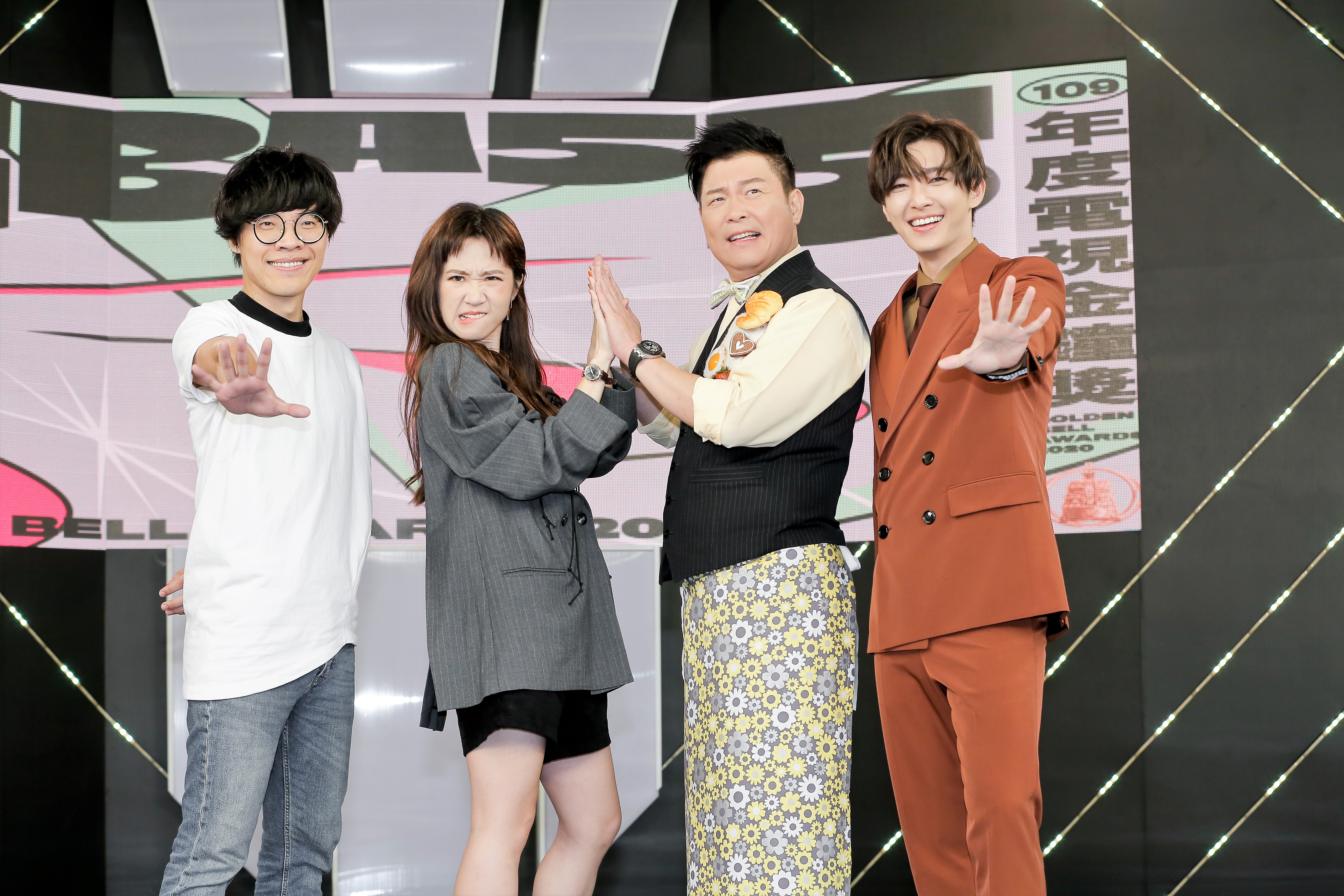 盧廣仲（左起）、Lulu黃路梓茵、曾國城、炎亞綸受邀擔任第55屆電視金鐘獎第二、三階段典禮主持人。