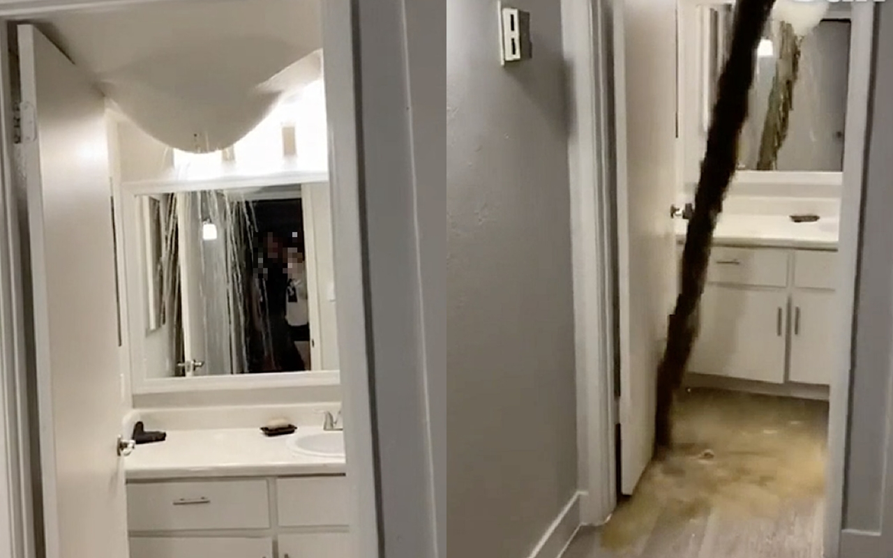 英國一對夫妻入住新房僅4天，就遇上屎尿從天而降。（翻攝自抖音）