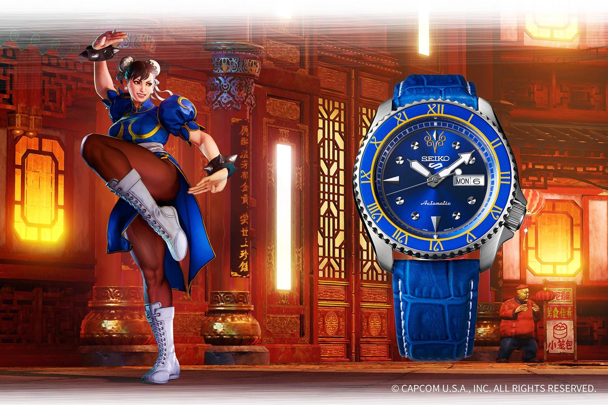 SEIKO 5 Sports《快打旋風5》聯名款：春麗，全球限量9,999只，台灣限量600只，定價NT$14,600。