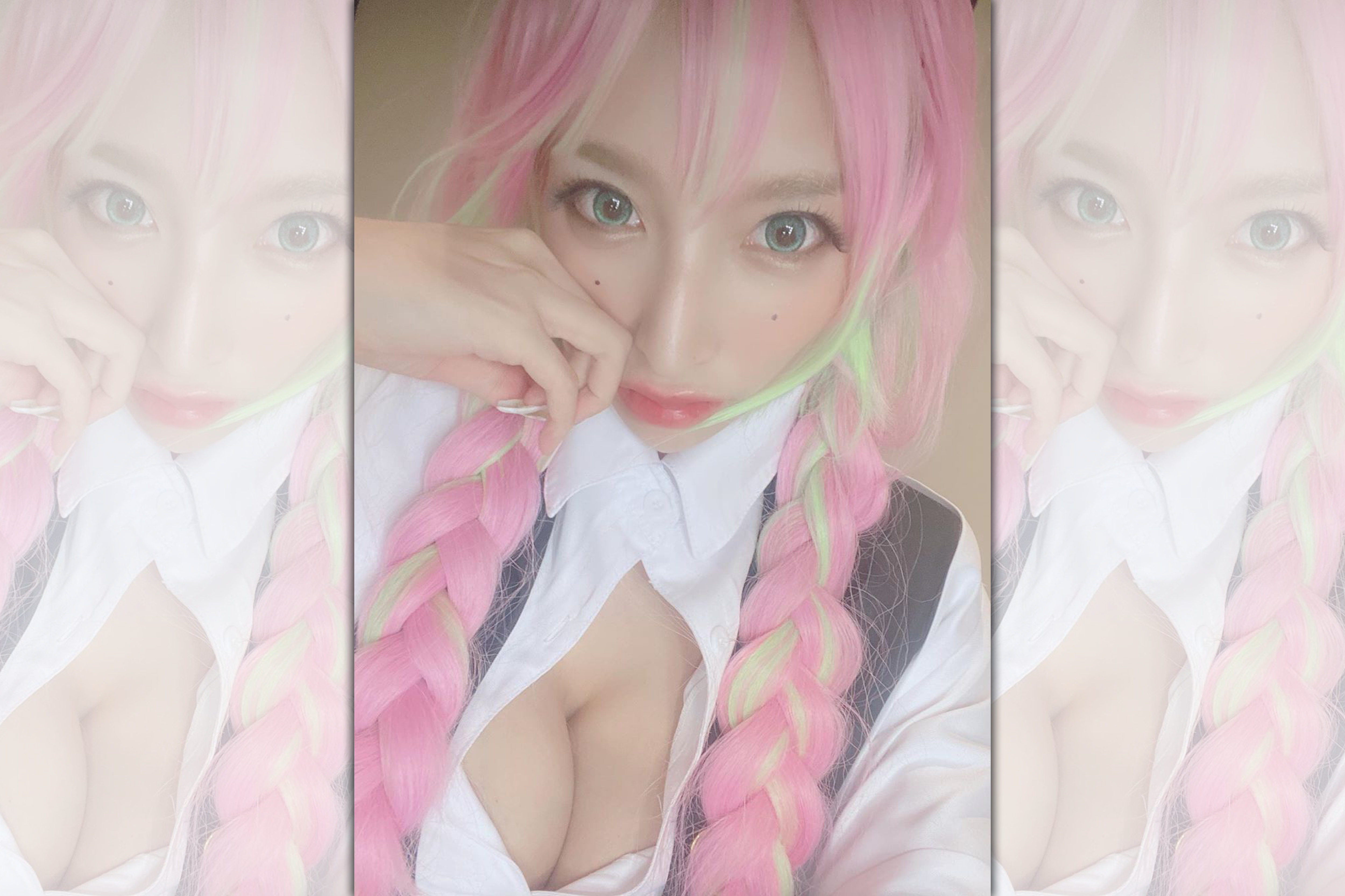 日本女星加藤紗里cosplay甘露寺蜜璃。（翻攝自katosari IG）