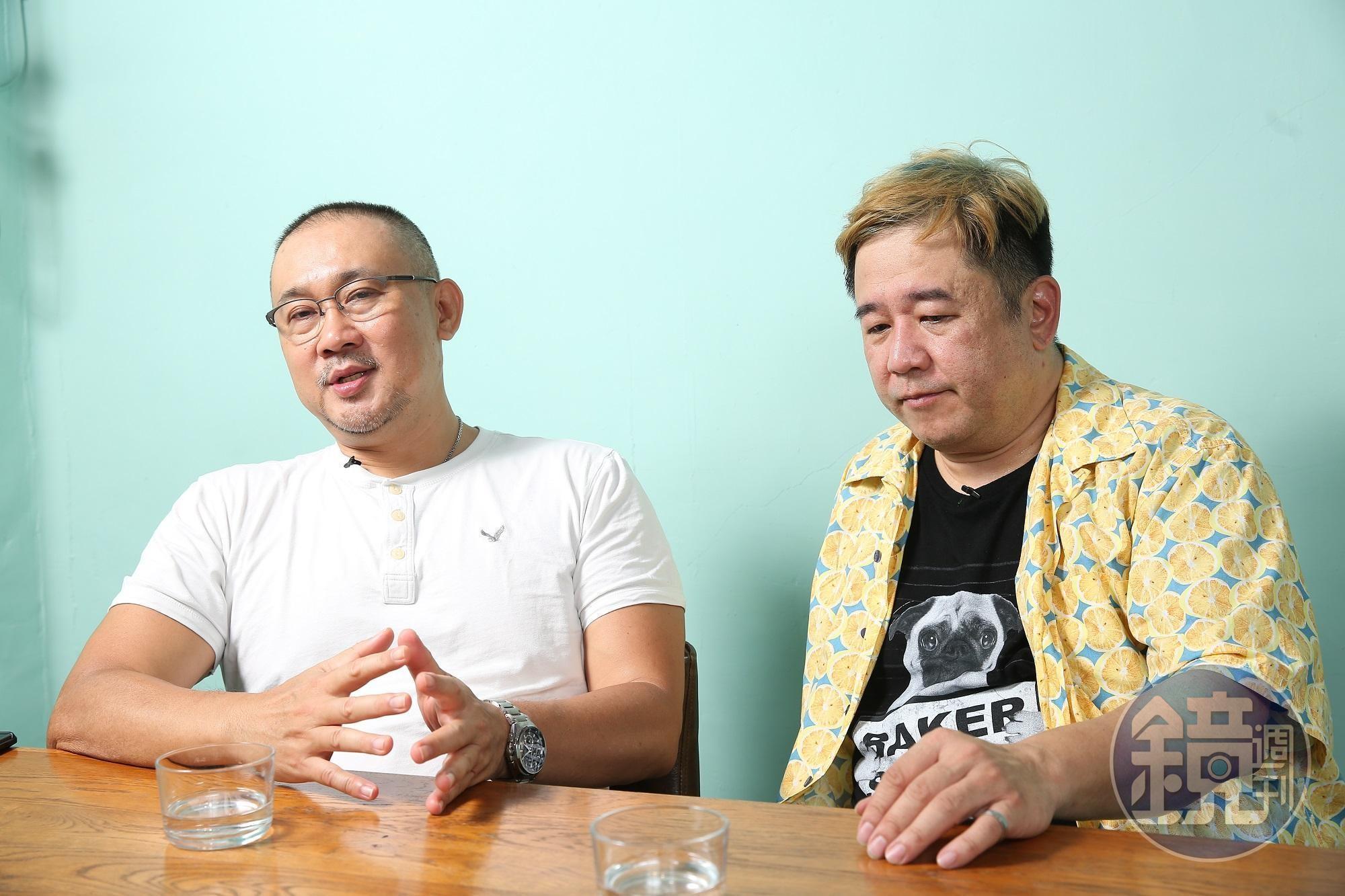 瞿友寧（右）拍攝《刻在你心底的名字》過程中意外受傷；左為導演柳廣輝。