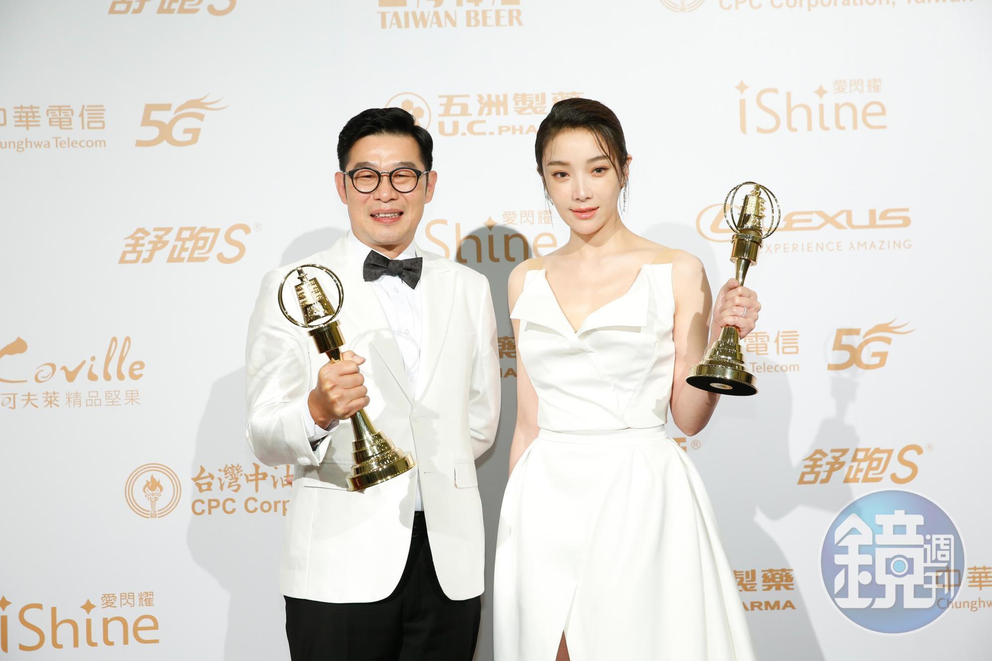 馬力歐(左)、蔡淑臻(右)分別奪下戲劇節目男、女配角獎。