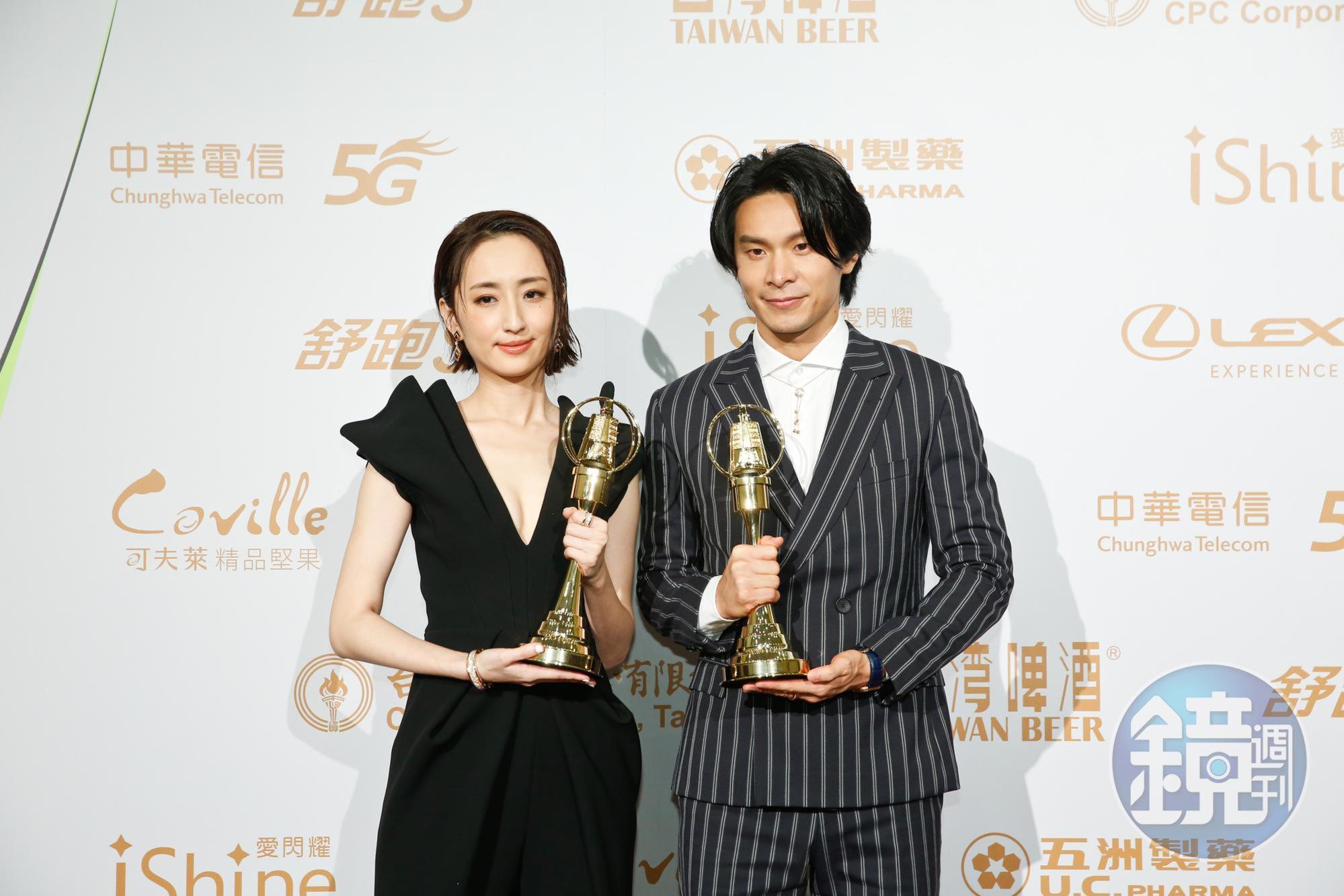 柯佳嬿（左）以《想見你》奪視后，贏過天心、楊謹華等實力派女演員，右為本屆視帝姚淳耀。